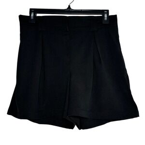 Max‎ Studio Womens Black Pleated High Rise Wide Leg Shorts Size M 1701G09